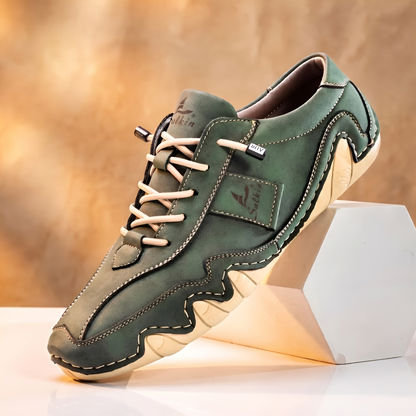 Redbourne Leather-Look Trainers - Olive Drift