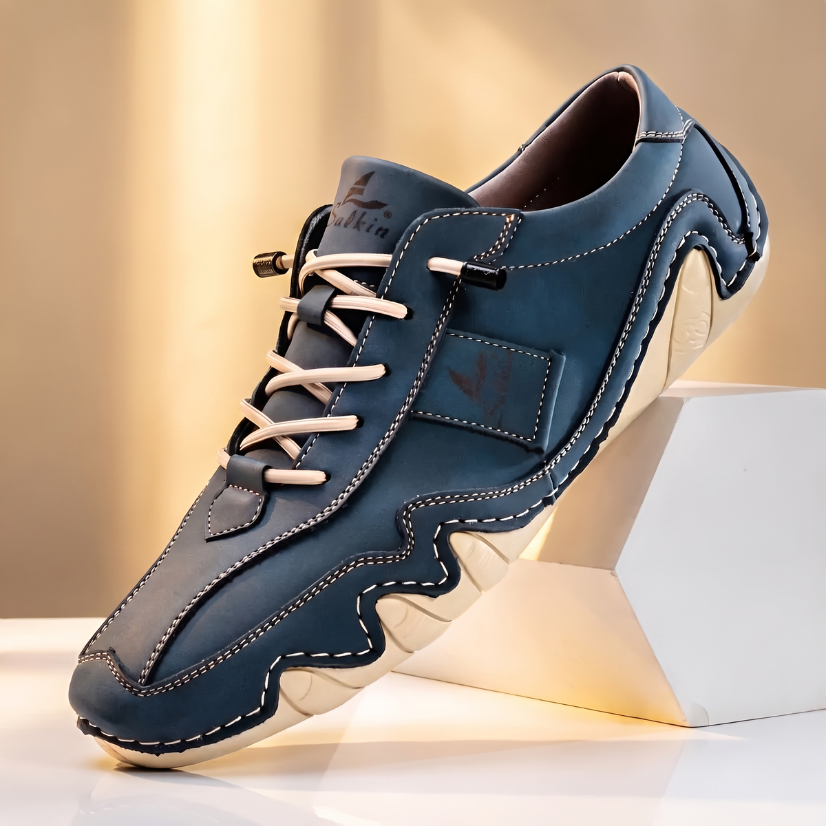 Redbourne Leather-Look Trainers - Storm Navy