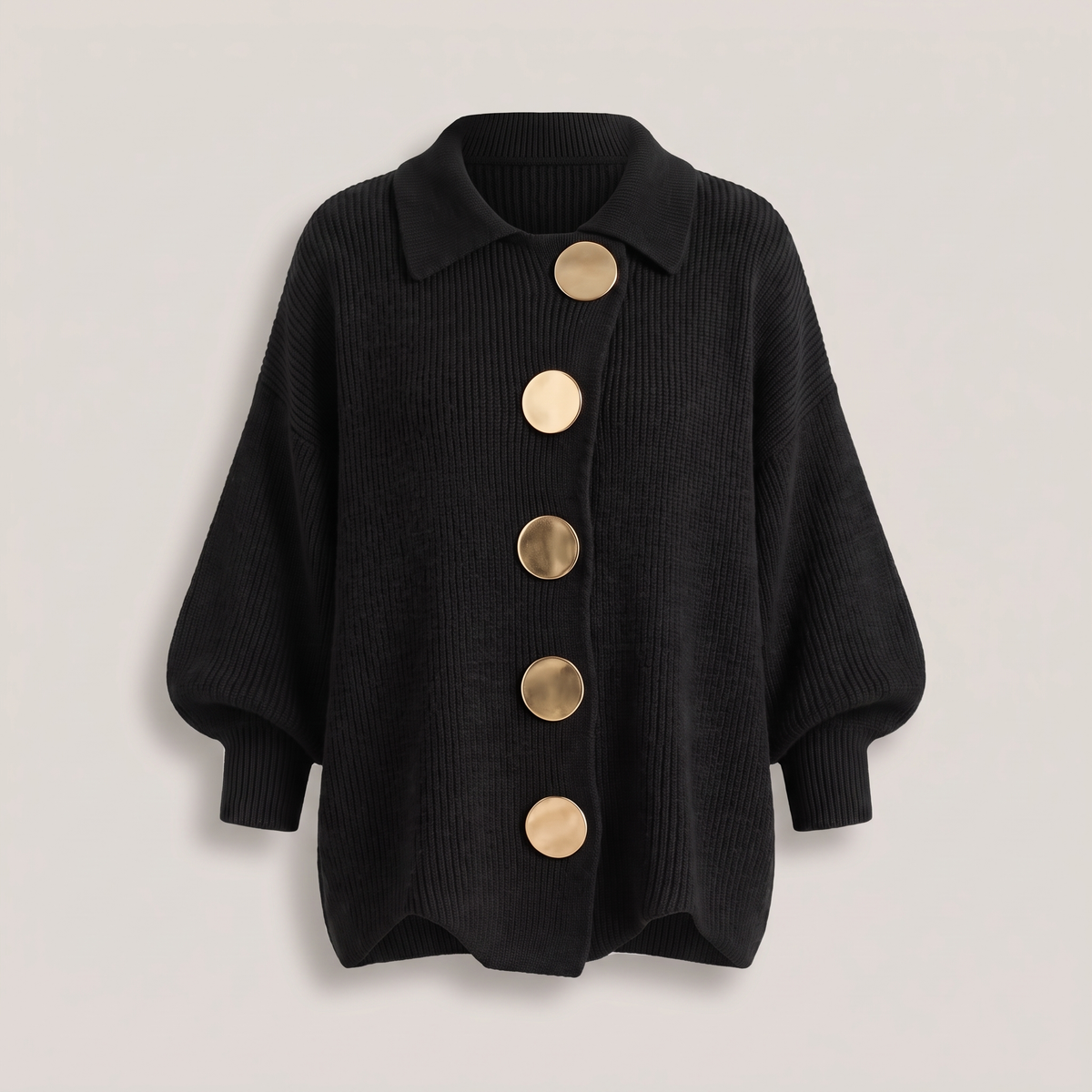 Refined Layer Knit Cardigan - Black