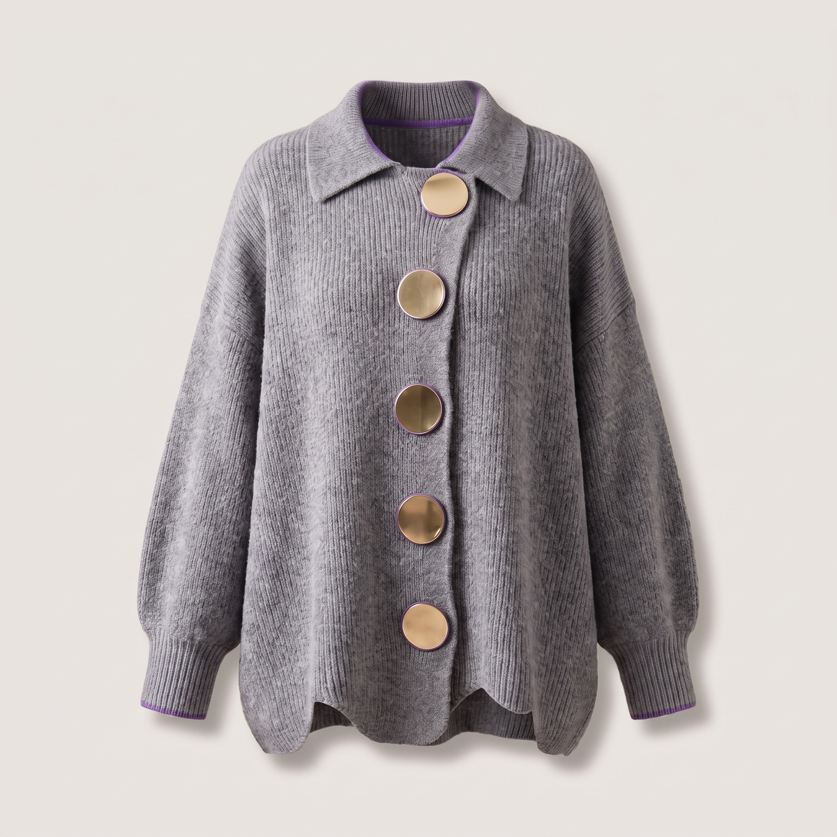 Refined Layer Knit Cardigan - Grey