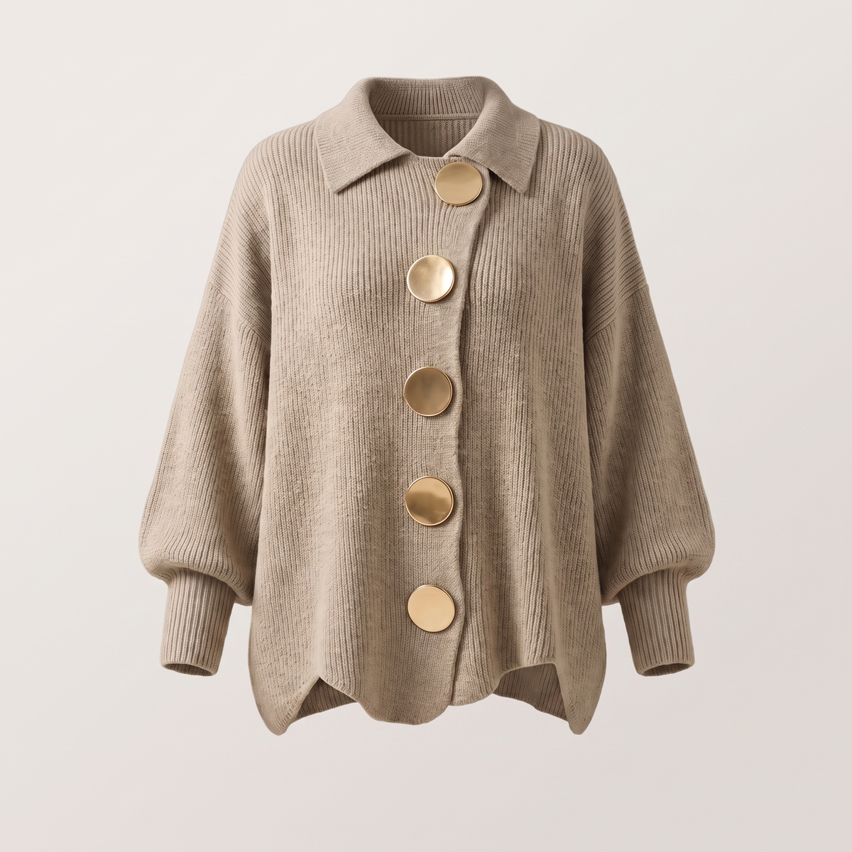 Refined Layer Knit Cardigan - Khaki