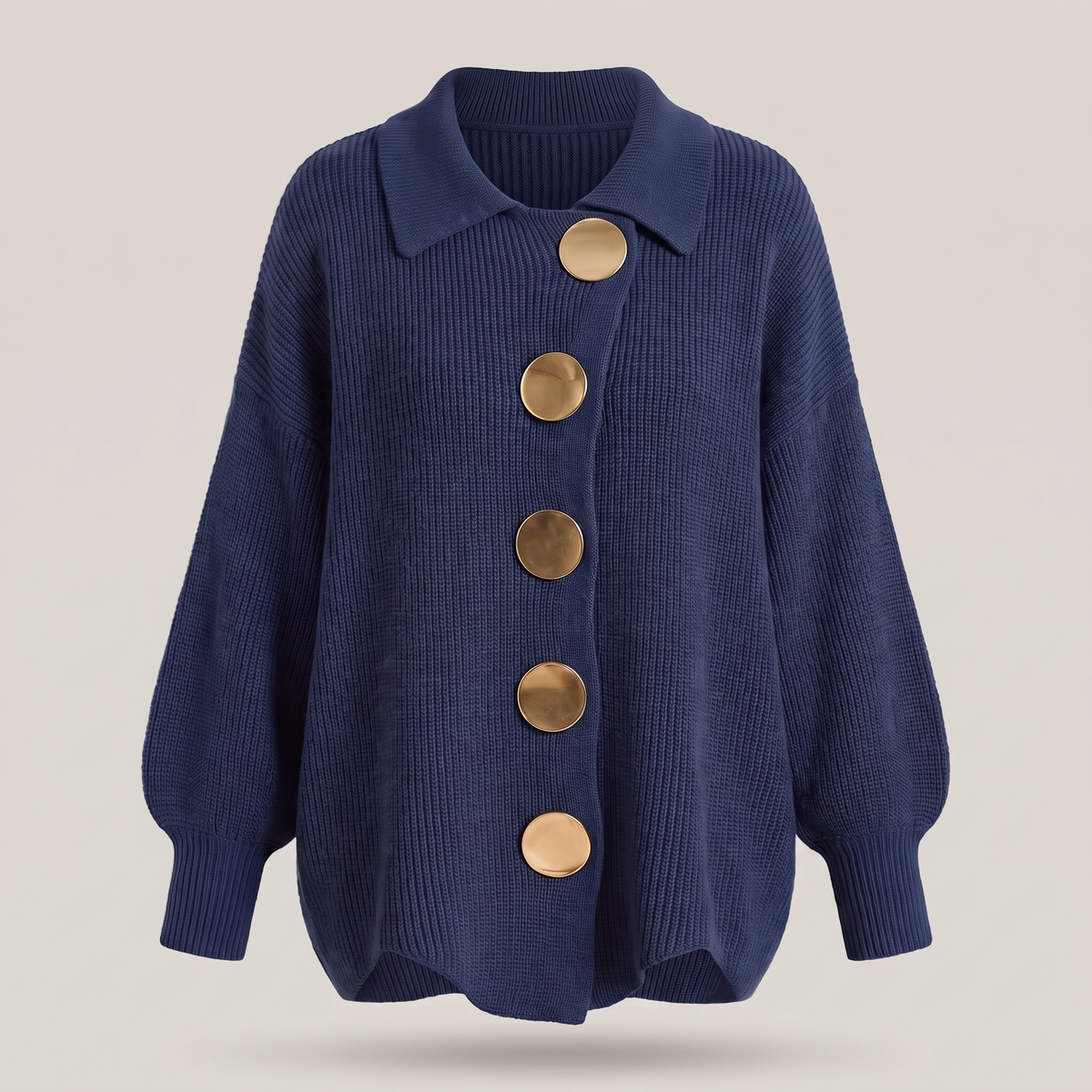Refined Layer Knit Cardigan - Navy Blue