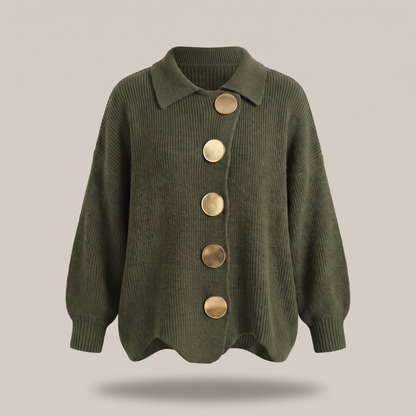Refined Layer Knit Cardigan - Olive Green