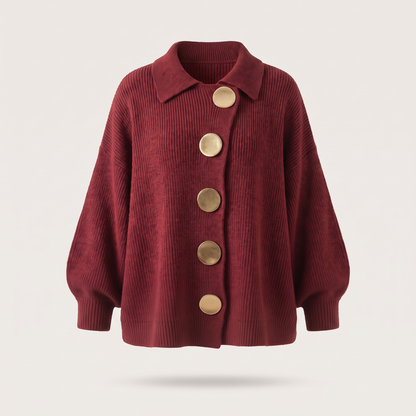 Refined Layer Knit Cardigan - Red