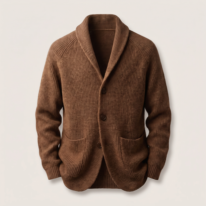 Refined Ribbed Knit Blazer - Brown