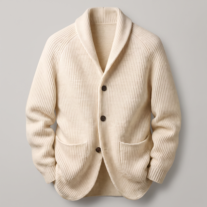 Refined Ribbed Knit Blazer - Cream