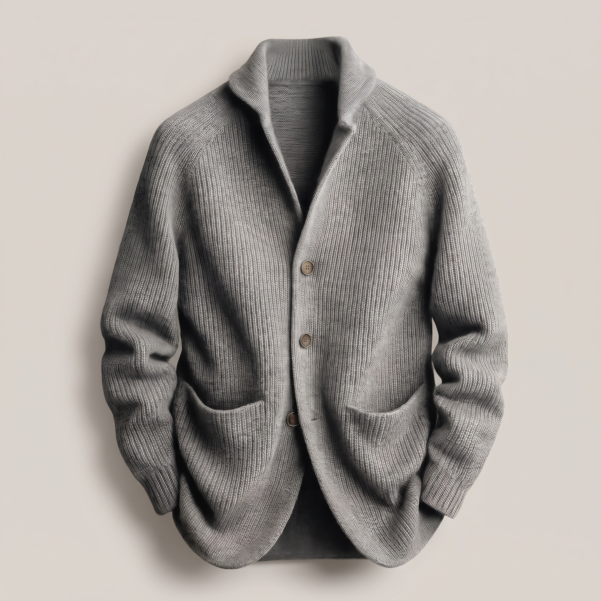 Refined Ribbed Knit Blazer - Grey