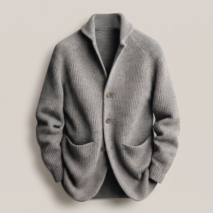 Refined Ribbed Knit Blazer - Grey