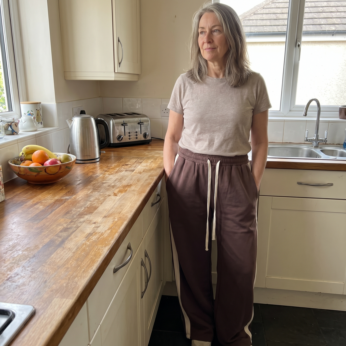 Relaxed Wide Leg Track Trousers