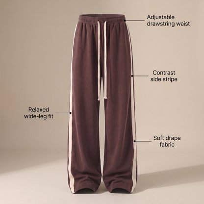 Relaxed Wide Leg Track Trousers