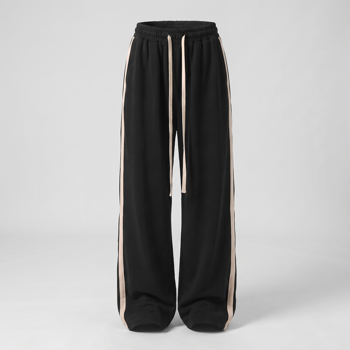 Relaxed Wide Leg Track Trousers - Black