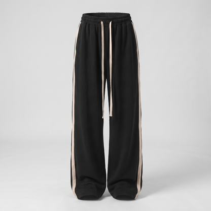 Relaxed Wide Leg Track Trousers - Black