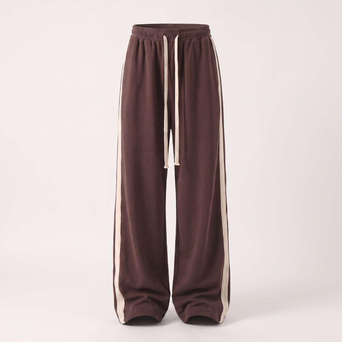 Relaxed Wide Leg Track Trousers - Dark Brown