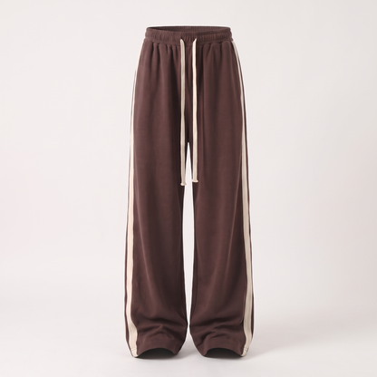 Relaxed Wide Leg Track Trousers - Dark Brown