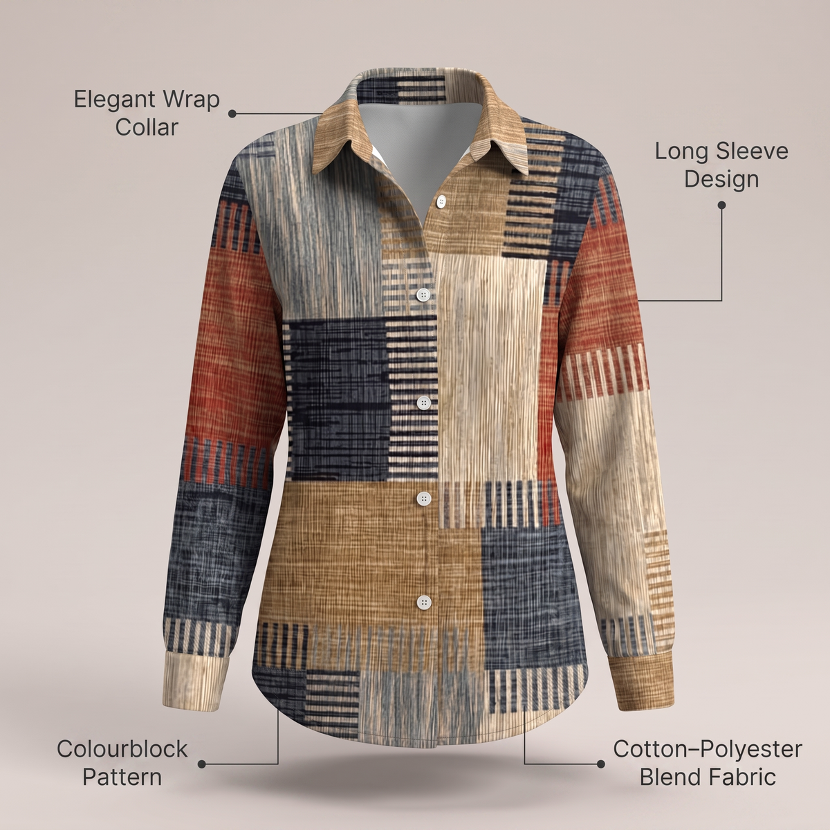 Retro Color Block Blouse
