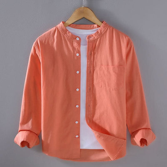 Riley Casual Linen Shirt - Peach