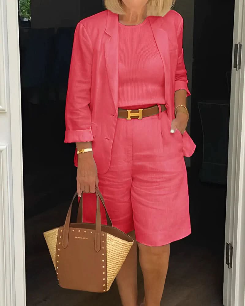 Riley Stylish Two-Piece Suit Set - Red