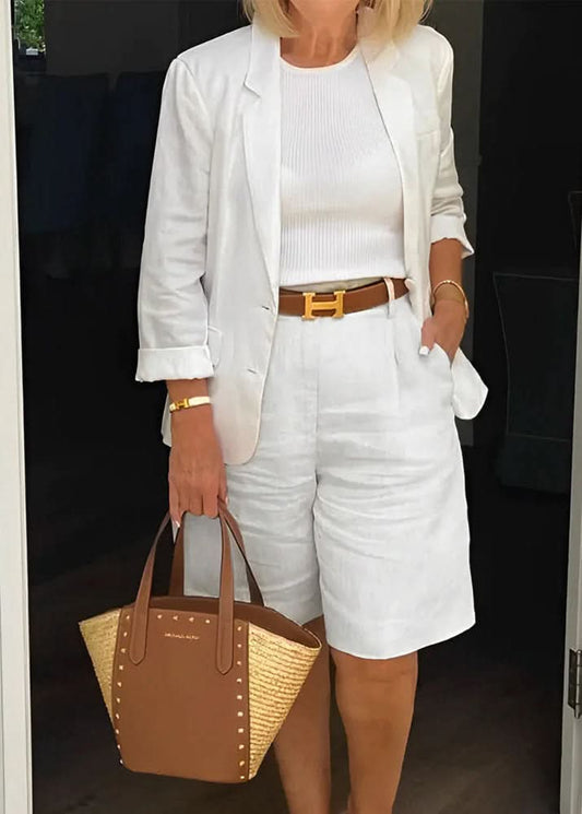 Riley Stylish Two-Piece Suit Set - White