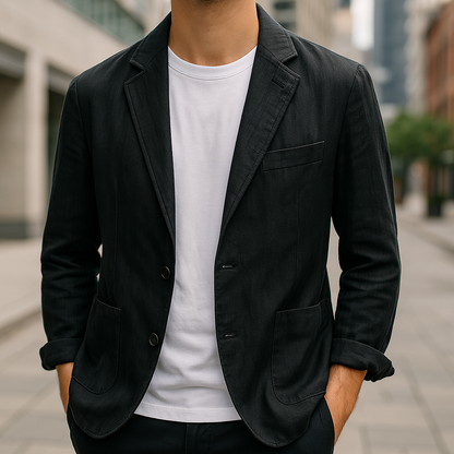 Rino Linen Blazer - Black