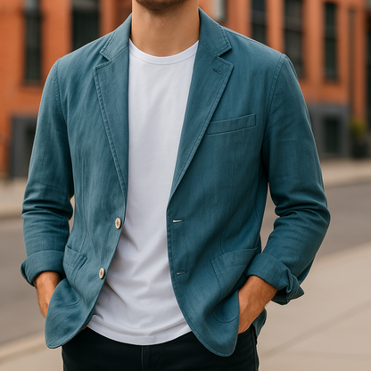 Rino Linen Blazer - Blue