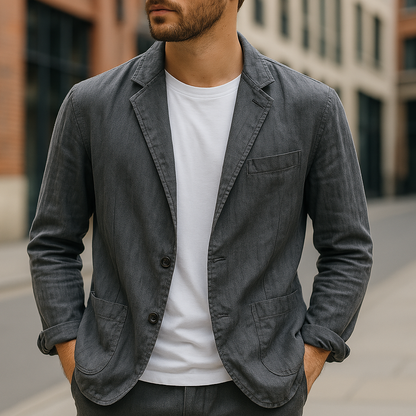 Rino Linen Blazer - Grey