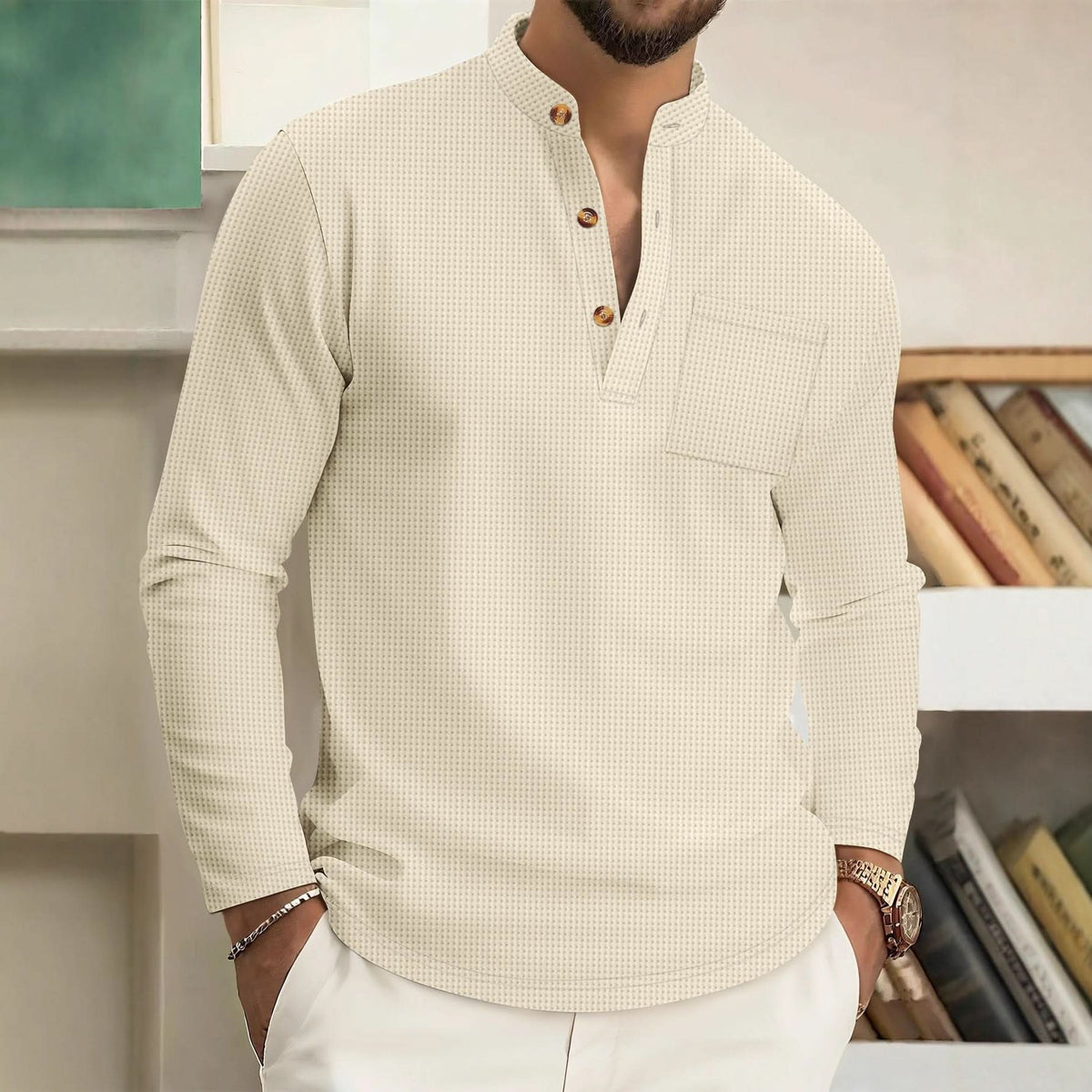 Riverton Modern Linen Shirt - Beige