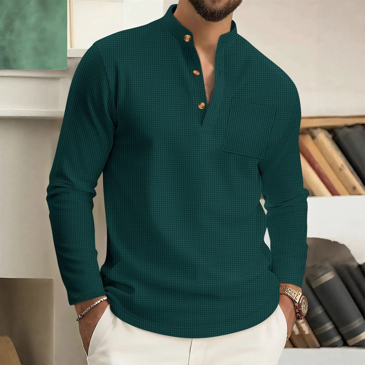 Riverton Modern Linen Shirt - Turquoise