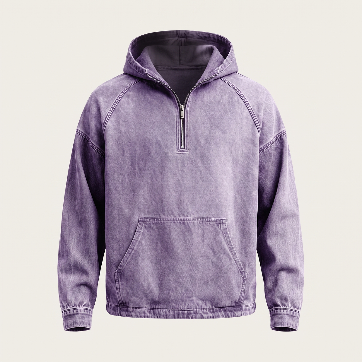 Rivington Half-Zip Denim Jacket - Purple