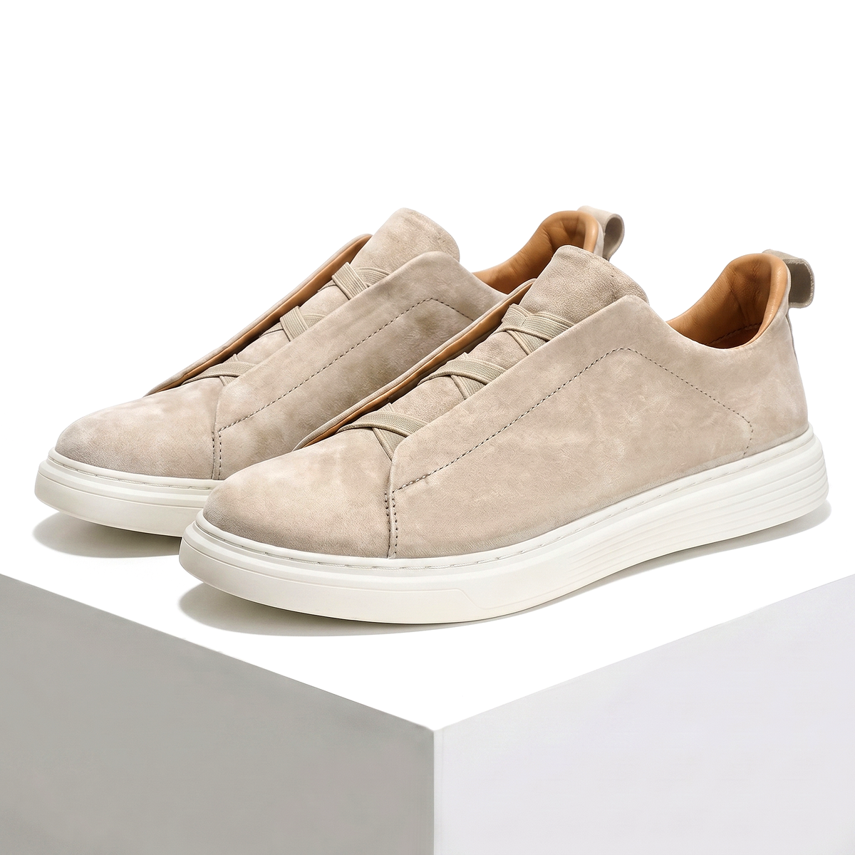 Rivington Suede-Look Comfort Trainers - Beige