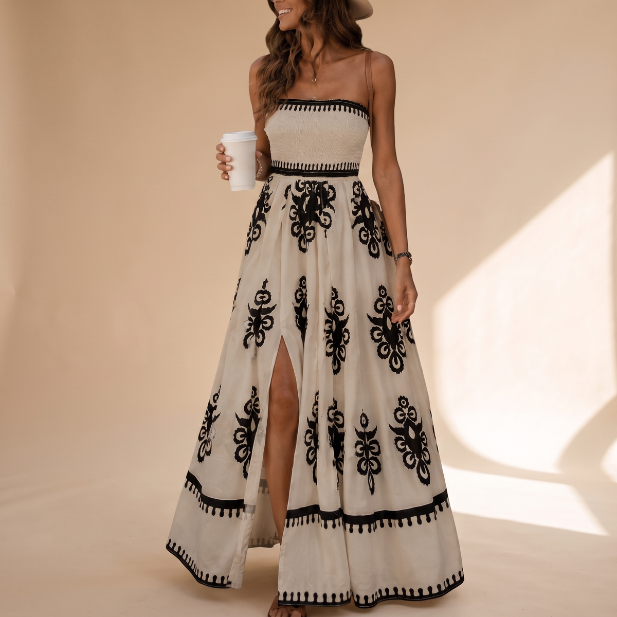 Rosalie Elegant Resort Maxi Dress - Beige