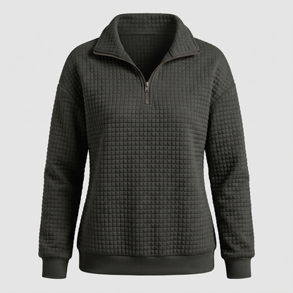 Rosalie Textured Zip Sweater - Black