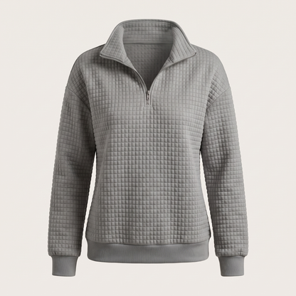 Rosalie Textured Zip Sweater - Charcoal