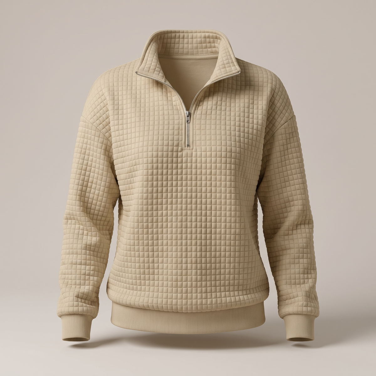 Rosalie Textured Zip Sweater - Khaki