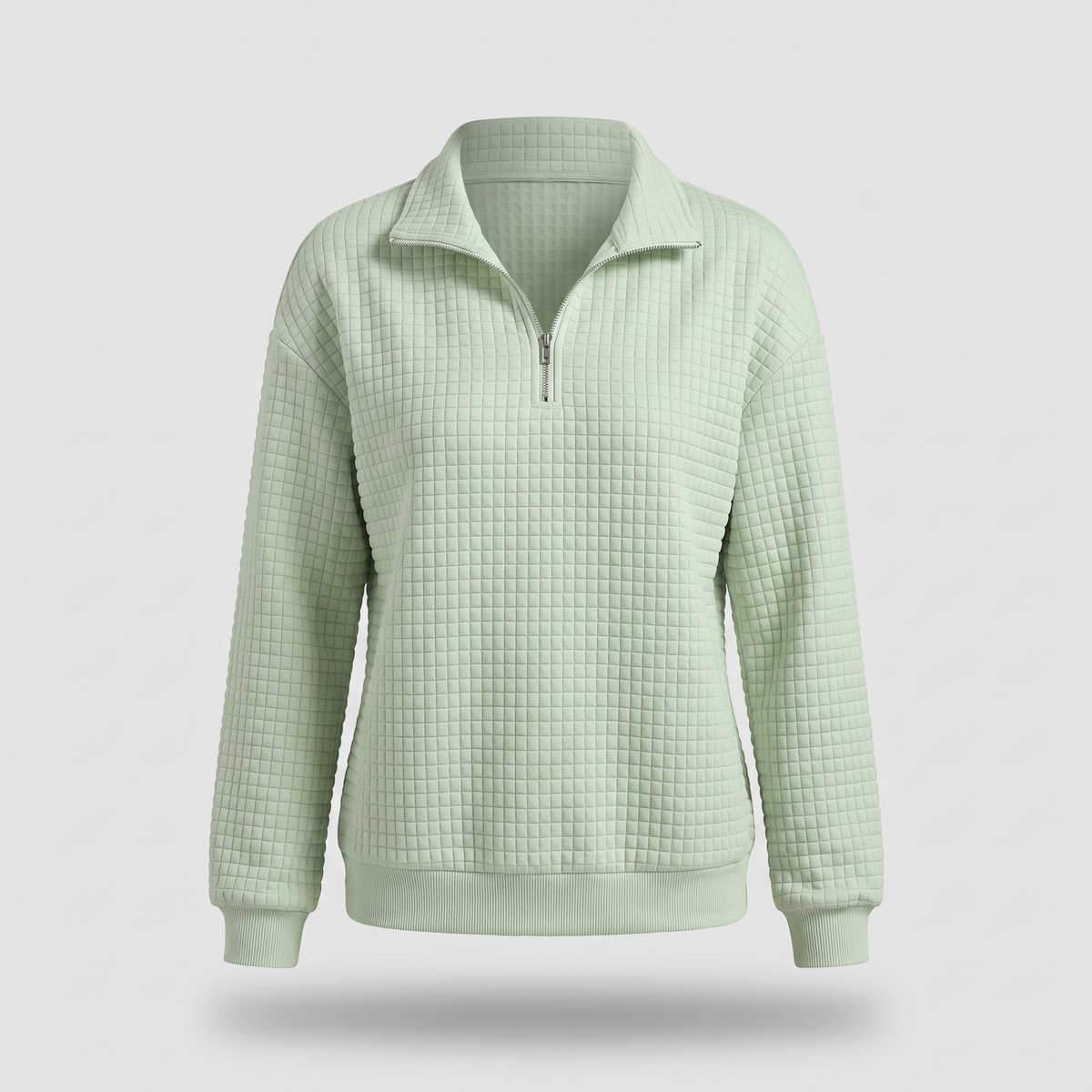 Rosalie Textured Zip Sweater - LightGreen
