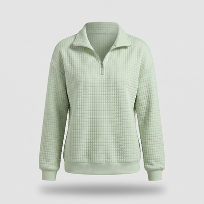 Rosalie Textured Zip Sweater - LightGreen