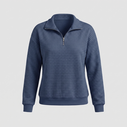 Rosalie Textured Zip Sweater - Navy