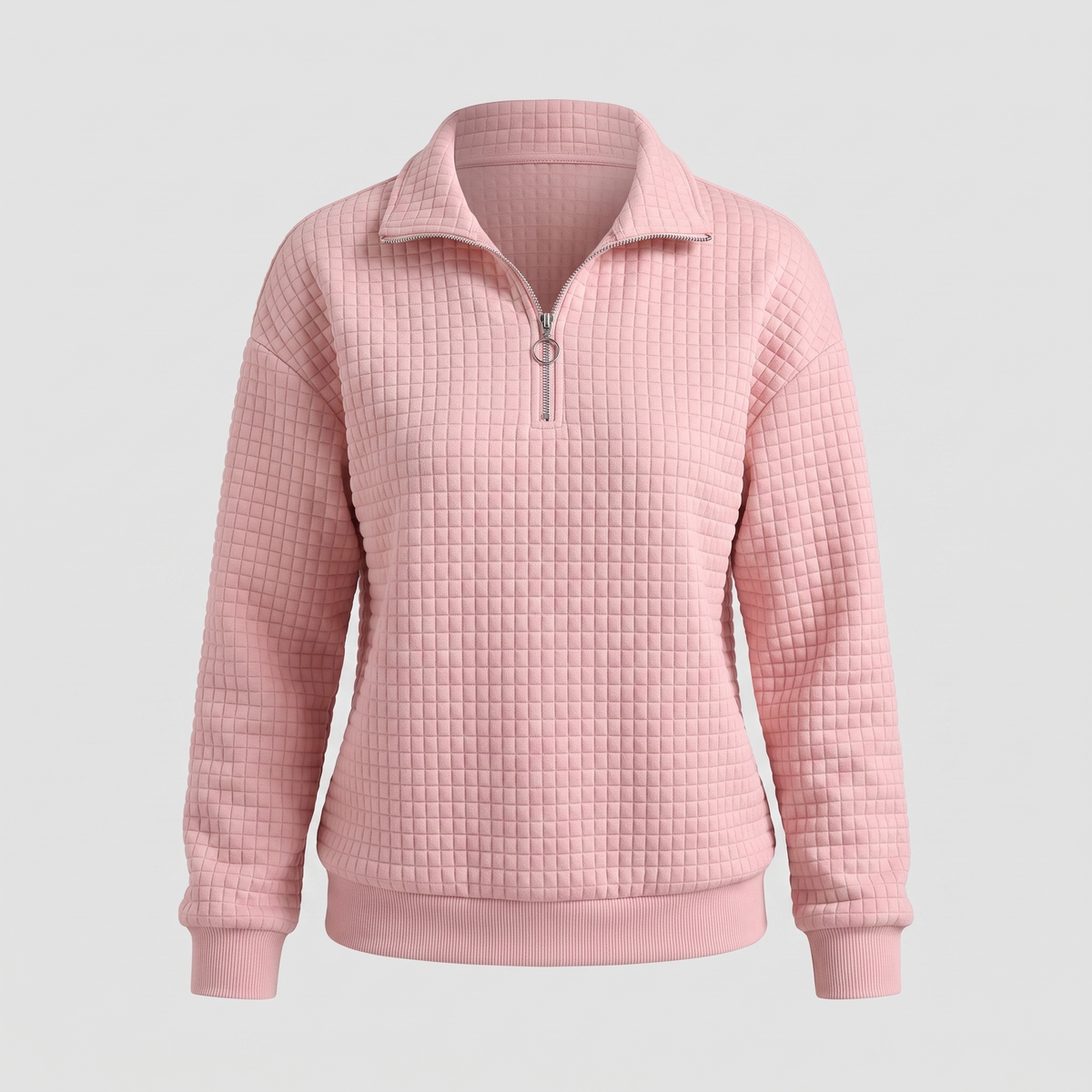 Rosalie Textured Zip Sweater - Pink