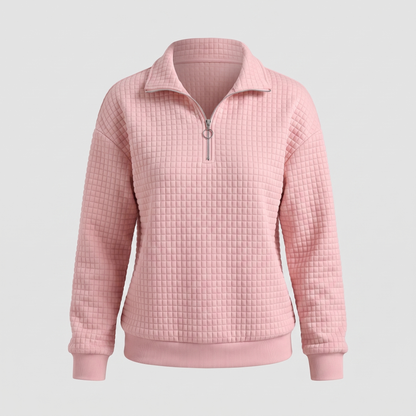 Rosalie Textured Zip Sweater - Pink