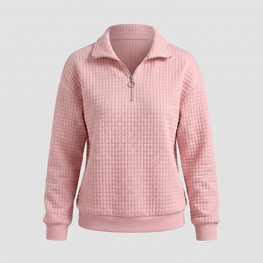 Rosalie Textured Zip Sweater - Pink
