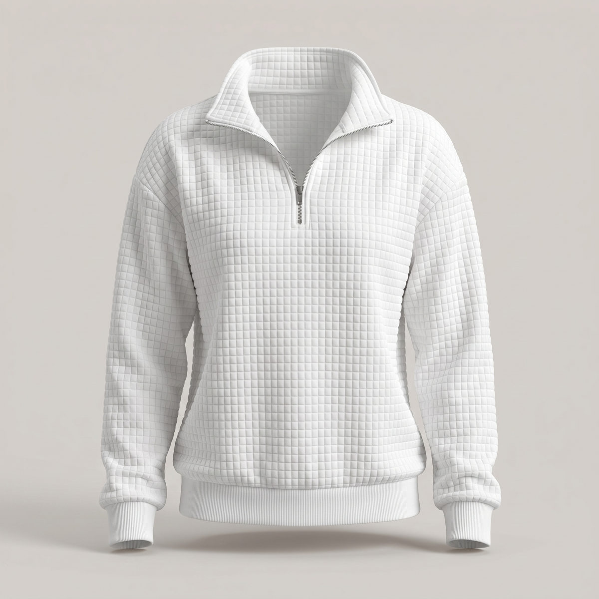 Rosalie Textured Zip Sweater - White