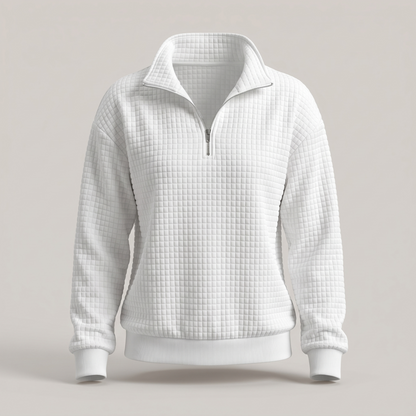 Rosalie Textured Zip Sweater - White