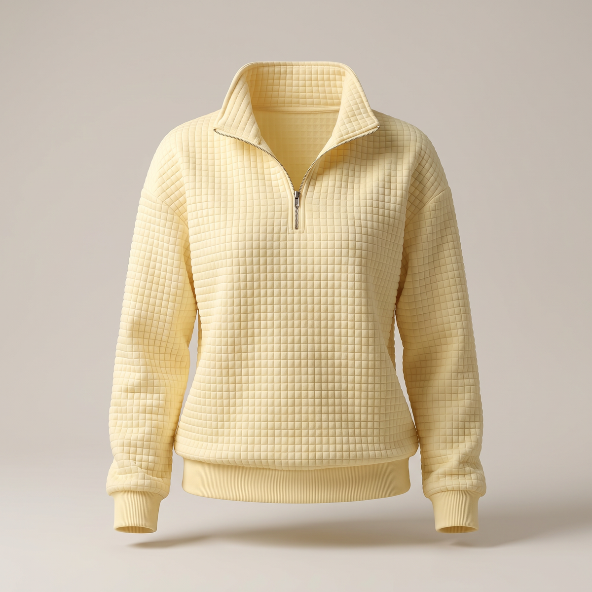 Rosalie Textured Zip Sweater - Yellow
