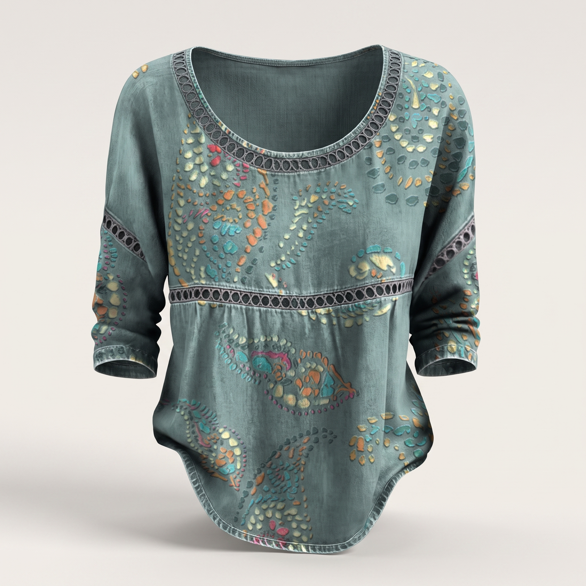 Rosalie Vintage Button Blouse - Green