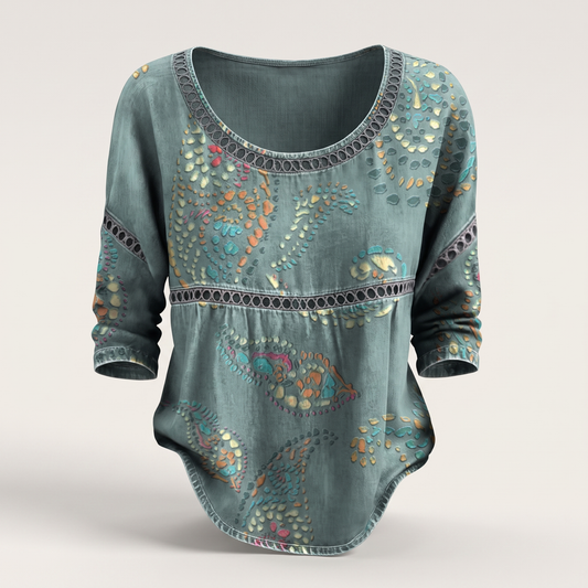 Rosalie Vintage Button Blouse - Green
