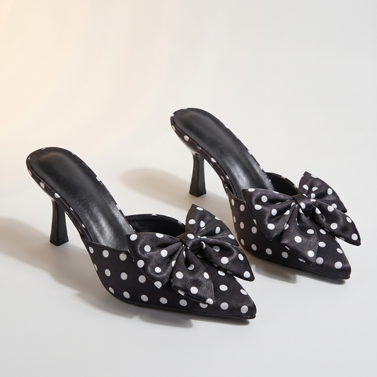 Rosalind Polka-Dot Court Shoes - Black