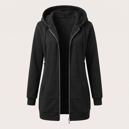 Rosamund Cosy Zip Hoodie Coat - Black