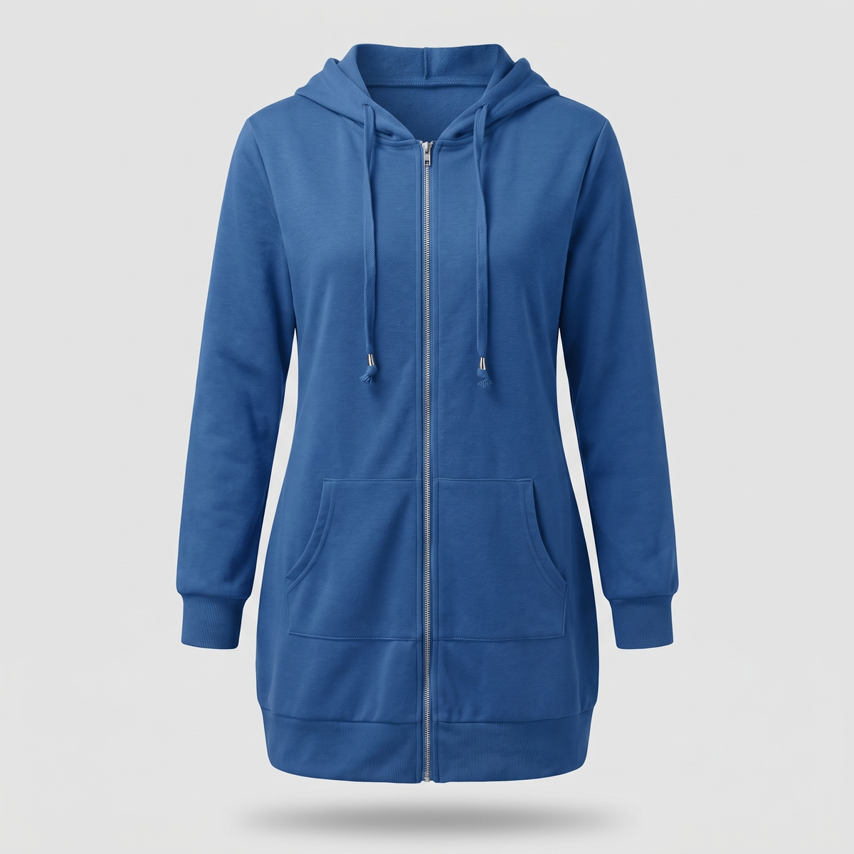 Rosamund Cosy Zip Hoodie Coat - Blue