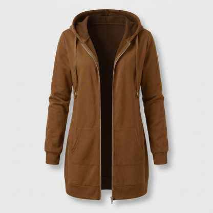 Rosamund Cosy Zip Hoodie Coat - Brown