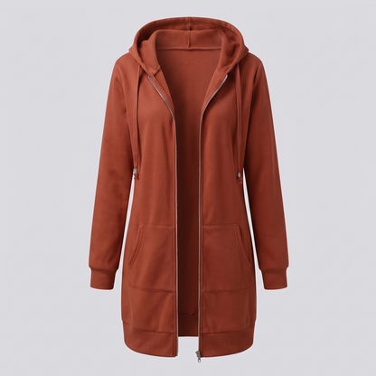 Rosamund Cosy Zip Hoodie Coat - Caramel