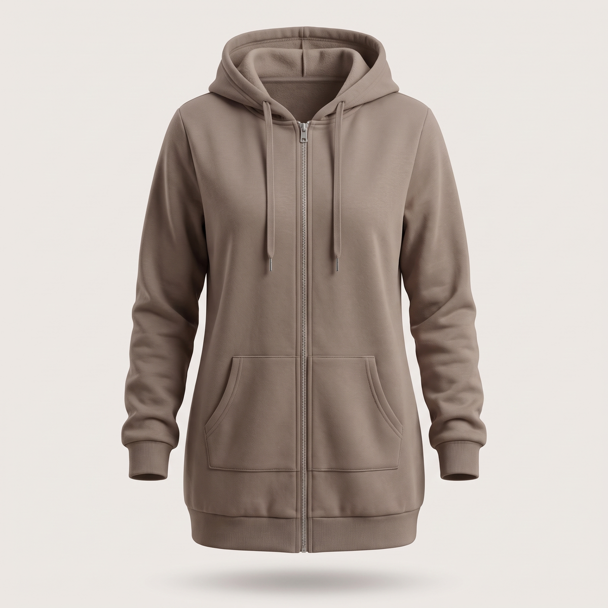 Rosamund Cosy Zip Hoodie Coat - Coffee Grey